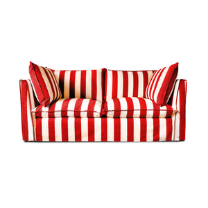 Coco 2.5 seater sofa with Self Piped Knife Edge cushion in Stripes Petunia  - Hand Made in USA