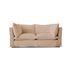 Coco 2.5 seater sleeper sofa with Self Piped Knife Edge cushion in Cotton Linen Rosedale - Hand Made in USA