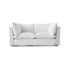 Coco 2.5 seater sofa bed with Self Piped Knife Edge cushion in Cotton Linen Snow Drop  - Hand Made in USA