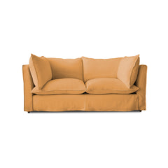 Coco 2.5 seater sofa bed with Self Piped Knife Edge cushion in Cotton Linen Sunflower - Hand Made in USA