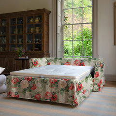 Coco 2.5 seater sleeper sofa with Knife Edge cushion in English Garden Classic Rose  - Hand Made in USA