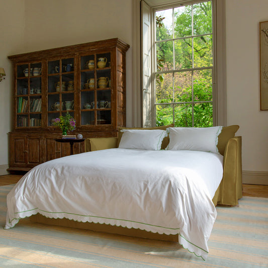 Coco 2.5 Seater Sofa Bed in Ochre Linen - Hand Made in USA