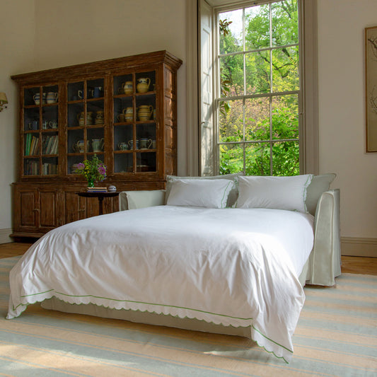 Coco 2.5 Seater Sofa Bed in Pearl Grey Linen - Hand Made in USA