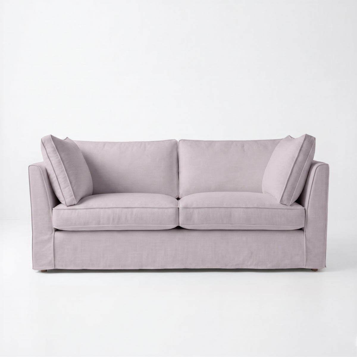 Coco 2.5 seater sofa with Self Piped Box Edge cushion in Cotton Linen Sea Salt - Hand Made in USA