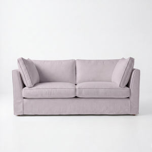 Coco 2.5 seater sofa with Self Piped Box Edge cushion in Cotton Linen Sea Salt - Hand Made in USA
