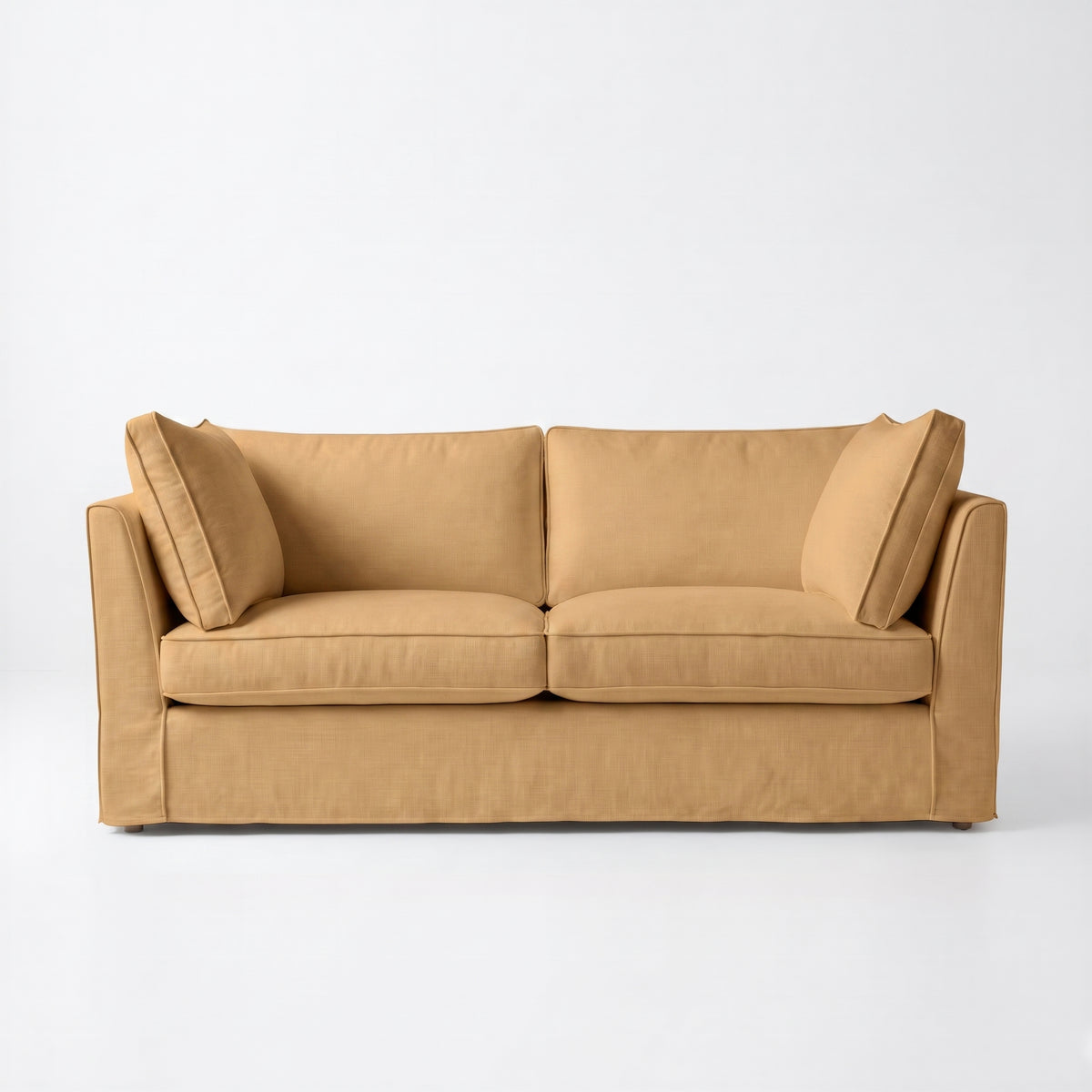 Coco 2.5 seater sofa with Self Piped Box Edge cushion in Cotton Linen Sunflower - Hand Made in USA