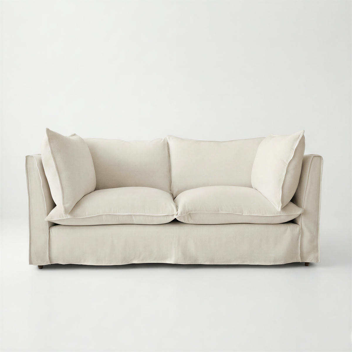 Coco 2.5 seater sofa with Self Piped Knife Edge cushion in Cotton Linen Cool Coconut - Hand Made in USA
