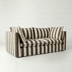 Coco 2.5 seater sofa with Knife Edge cushion in Stripe Chocolate - Hand Made in USA
