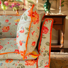 Coco 2.5 seater sofa with Contrast Welt Knife Edge cushion in Andrew Martin Wildwood Duck Egg  - Hand Made in USA