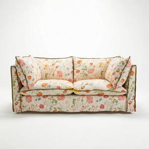 Coco 2.5 seater sofa with Contrast Welt Knife Edge cushion in Andrew Martin Wildwood Ivory  - Hand Made in USA