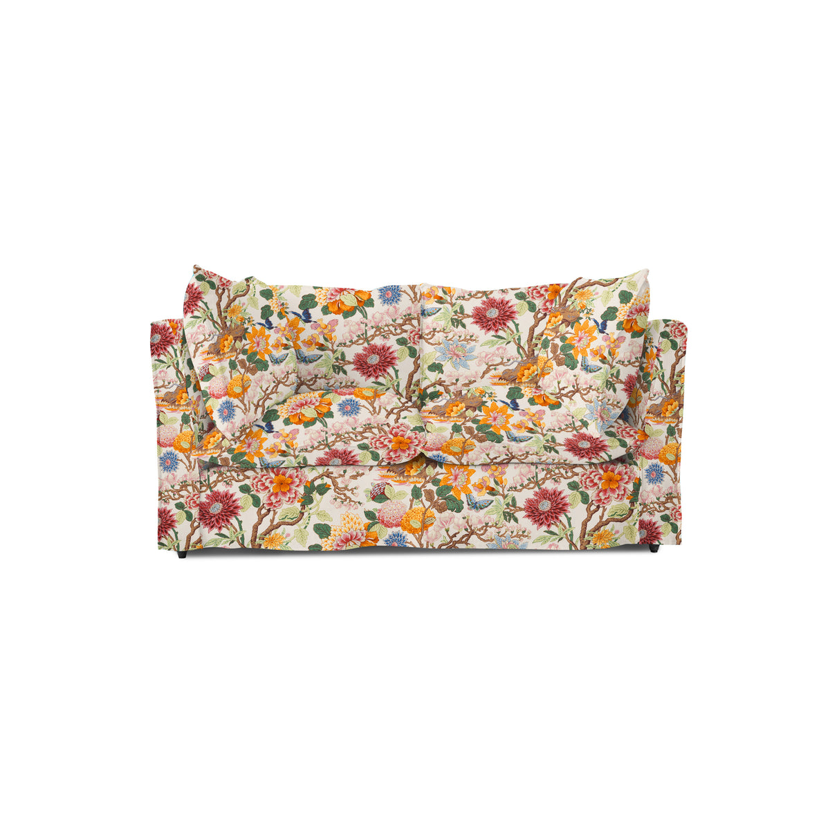 Coco 2 seater sofa with Self Piped Knife Edge cushion in GP & J Baker Magnolia Cream Blue - Hand Made in USA