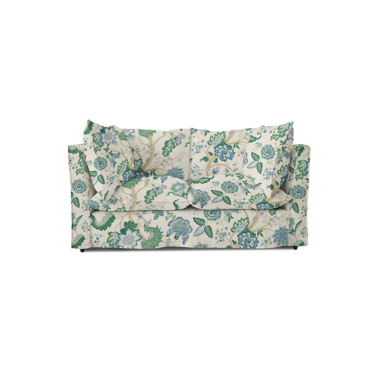 Coco 2 seater sofa with Knife Edge cushion in Kitty Blue Green - Hand Made in USA