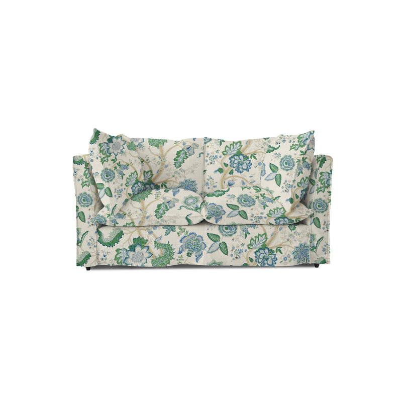 Coco 2 seater sofa with Knife Edge cushion in Kitty Blue Green - Hand Made in USA