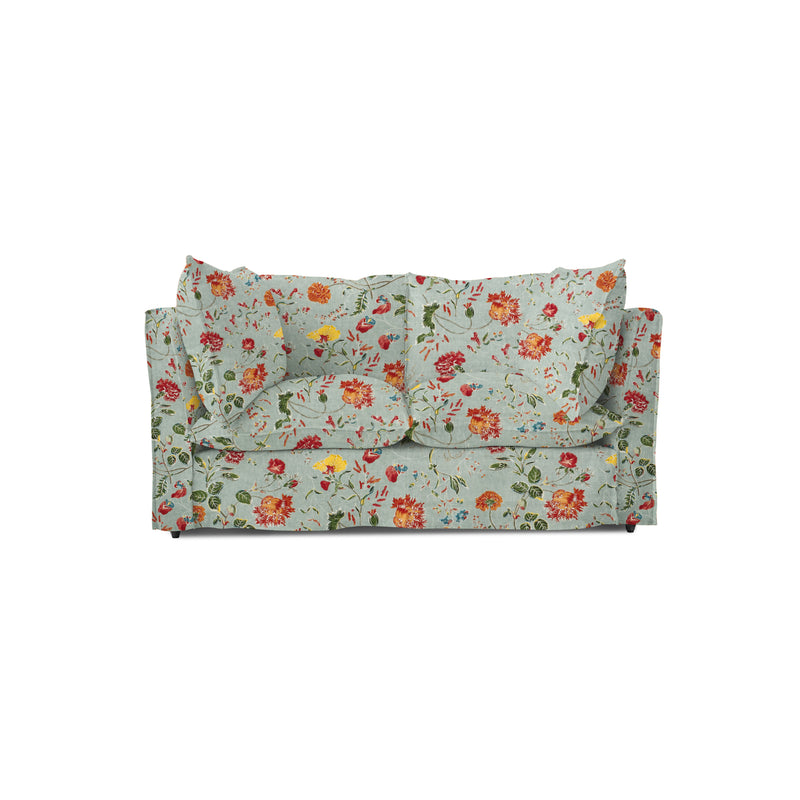 Coco 2 seater sofa with Self Piped Knife Edge cushion in Andrew Martin Wildwood Duck Egg - Hand Made in USA