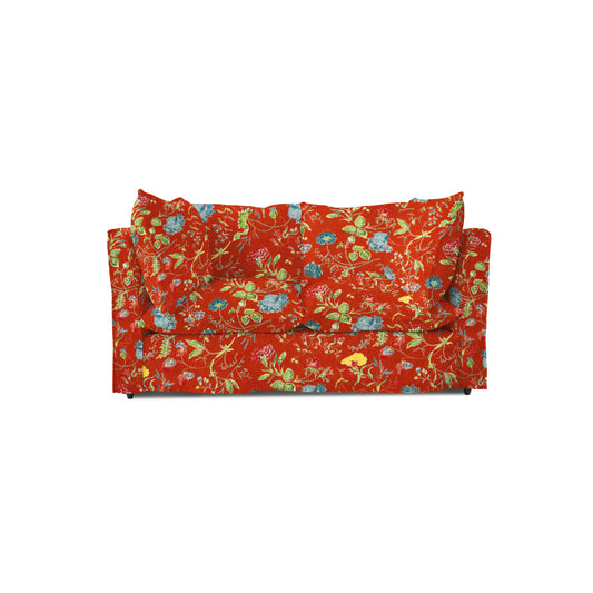 Coco 2 seater sofa with Self Piped Knife Edge cushion in Andrew Martin Wildwood Pumpkin - Hand Made in USA