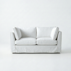 Coco Loose Cover 2 seater sofa with Box Edge cushions in Customer's Own Material - Handmade to Order in the USA