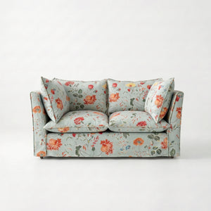 Coco 2 seater sofa with Self Piped Knife Edge cushion in Andrew Martin Wildwood Duck Egg - Hand Made in USA