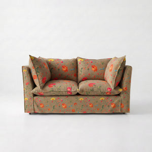 Coco 2 seater sofa with Self Piped Knife Edge cushion in Andrew Martin Wildwood Twig - Hand Made in USA