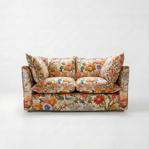 Coco 2 seater sofa with Self Piped Knife Edge cushion in GP & J Baker Magnolia Cream Blue - Hand Made in USA