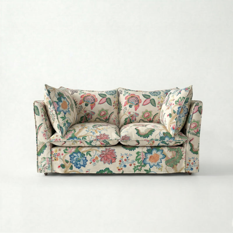 Coco 2 seater sofa with Knife Edge cushion in Kitty Spring Green - Hand Made in USA