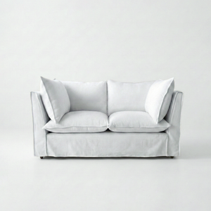 Coco Loose Cover 2 seater sofa with Knife Edge cushions in Customer's Own Material - Handmade to Order in the USA