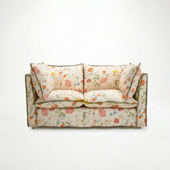 Coco 2 seater sofa with Contrast Welt Knife Edge cushion in Andrew Martin Wildwood Ivory - Hand Made in USA