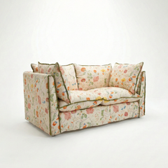 Coco 2 seater sofa with Contrast Welt Knife Edge cushion in Andrew Martin Wildwood Ivory - Hand Made in USA