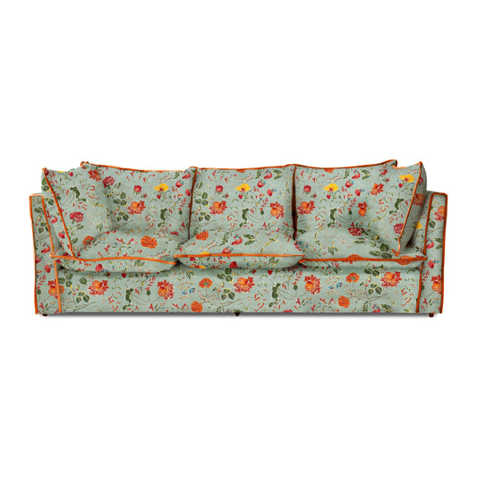 Coco 3.5 seater sofa with Contrast Welt Knife Edge cushion in Andrew Martin Wildwood Duck Egg  - Hand Made in USA (Available for Quick Ship)