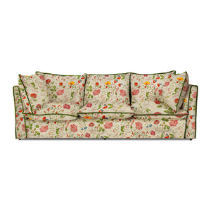 Coco 3.5 seater sofa with Contrast Welt Knife Edge cushion in Andrew Martin Wildwood Ivory  - Hand Made in USA