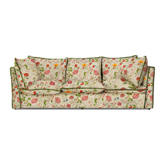Coco 3.5 seater sofa with Contrast Welt Knife Edge cushion in Andrew Martin Wildwood Ivory  - Hand Made in USA (Available for Quick Ship)