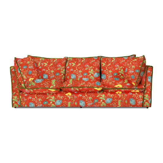Coco 3.5 seater sofa with Contrast Welt Knife Edge cushion in Andrew Martin Wildwood Pumpkin  - Hand Made in USA (Available for Quick Ship)