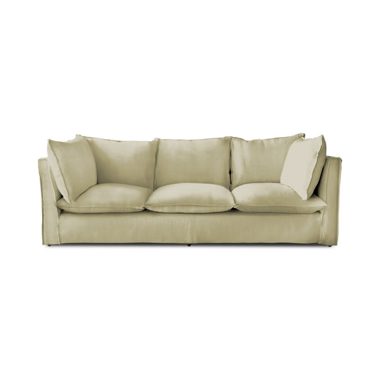 Coco 3.5 seater sofa with Self Piped Knife Edge cushion in Natural Linen  - Hand Made in USA