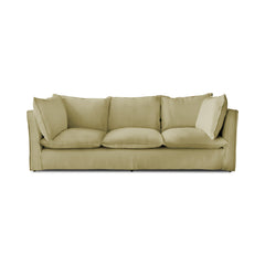 Coco 3.5 seater sofa with Self Piped Knife Edge cushion in Vintage Linen  - Hand Made in USA