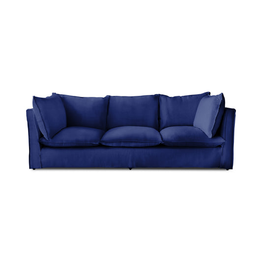 Coco 3.5 seater sofa with Self Piped Knife Edge cushion in Indigo Linen  - Hand Made in USA