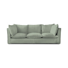 Coco 3.5 seater sofa with Self Piped Knife Edge cushion in Dove Linen  - Hand Made in USA (Available for Quick Ship)