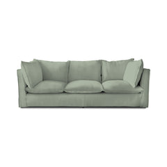 Coco 3.5 seater sofa with Self Piped Knife Edge cushion in Dove Linen  - Hand Made in USA