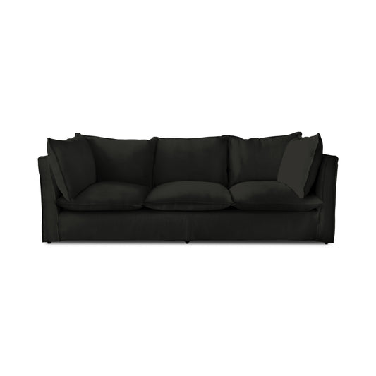 Coco 3.5 seater sofa with Self Piped Knife Edge cushion in Charcoal Grey Linen  - Hand Made in USA