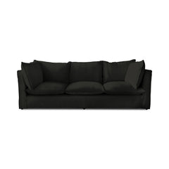 Coco 3.5 seater sofa with Self Piped Knife Edge cushion in Charcoal Grey Linen  - Hand Made in USA