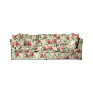 Coco 3.5 seater sofa with Knife Edge cushion in English Garden Classic Rose - Hand Made in USA