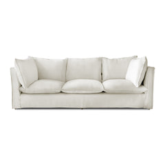 Coco 3.5 seater sofa with Self Piped Knife Edge cushion in Designers Guild Brera Lino Putty - Hand Made in USA (Available for Quick Ship)