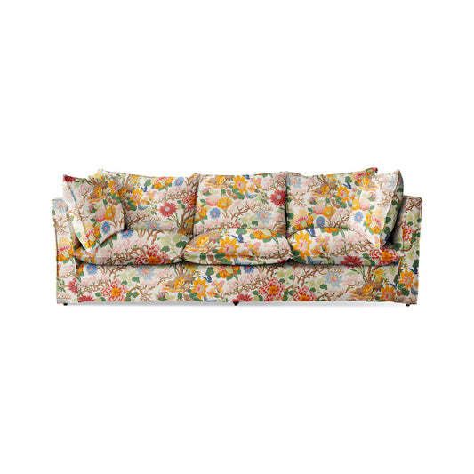 Coco 3.5 seater sofa with Self Piped Knife Edge cushion in GP & J Baker Magnolia Cream Blue - Hand Made in USA