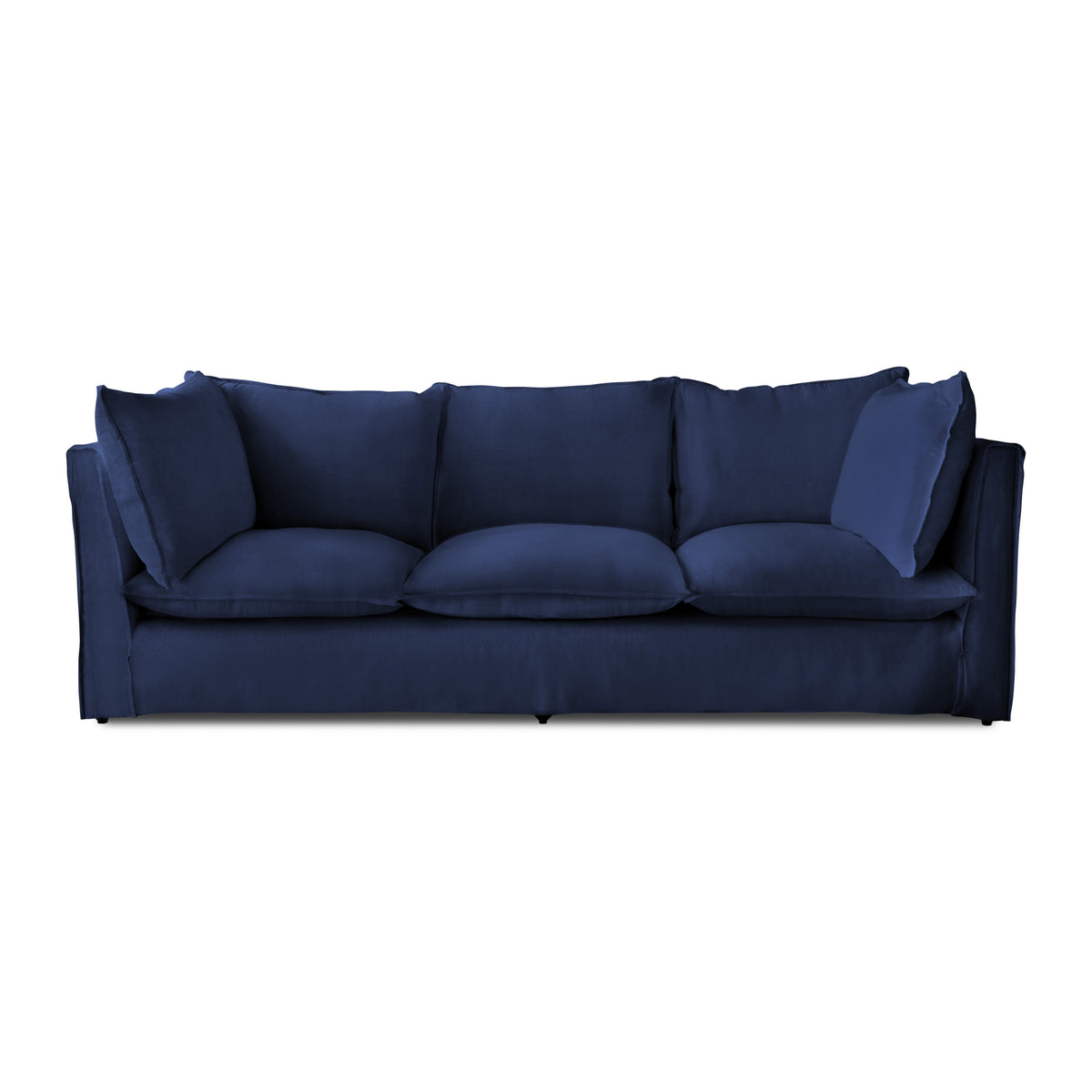 Coco 3.5 seater sofa with Self Piped Knife Edge cushion in Cotton Linen Inkspot  - Hand Made in USA