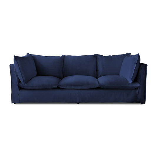 Coco 3.5 seater sofa with Self Piped Knife Edge cushion in Cotton Linen Inkspot  - Hand Made in USA (Available for Quick Ship)