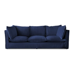 Coco 3.5 seater sofa with Self Piped Knife Edge cushion in Cotton Linen Inkspot  - Hand Made in USA (Available for Quick Ship)