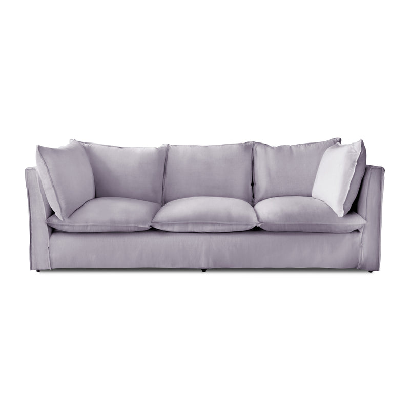 Coco 3.5 seater sofa with Self Piped Knife Edge cushion in Cotton Linen Sea Salt  - Hand Made in USA