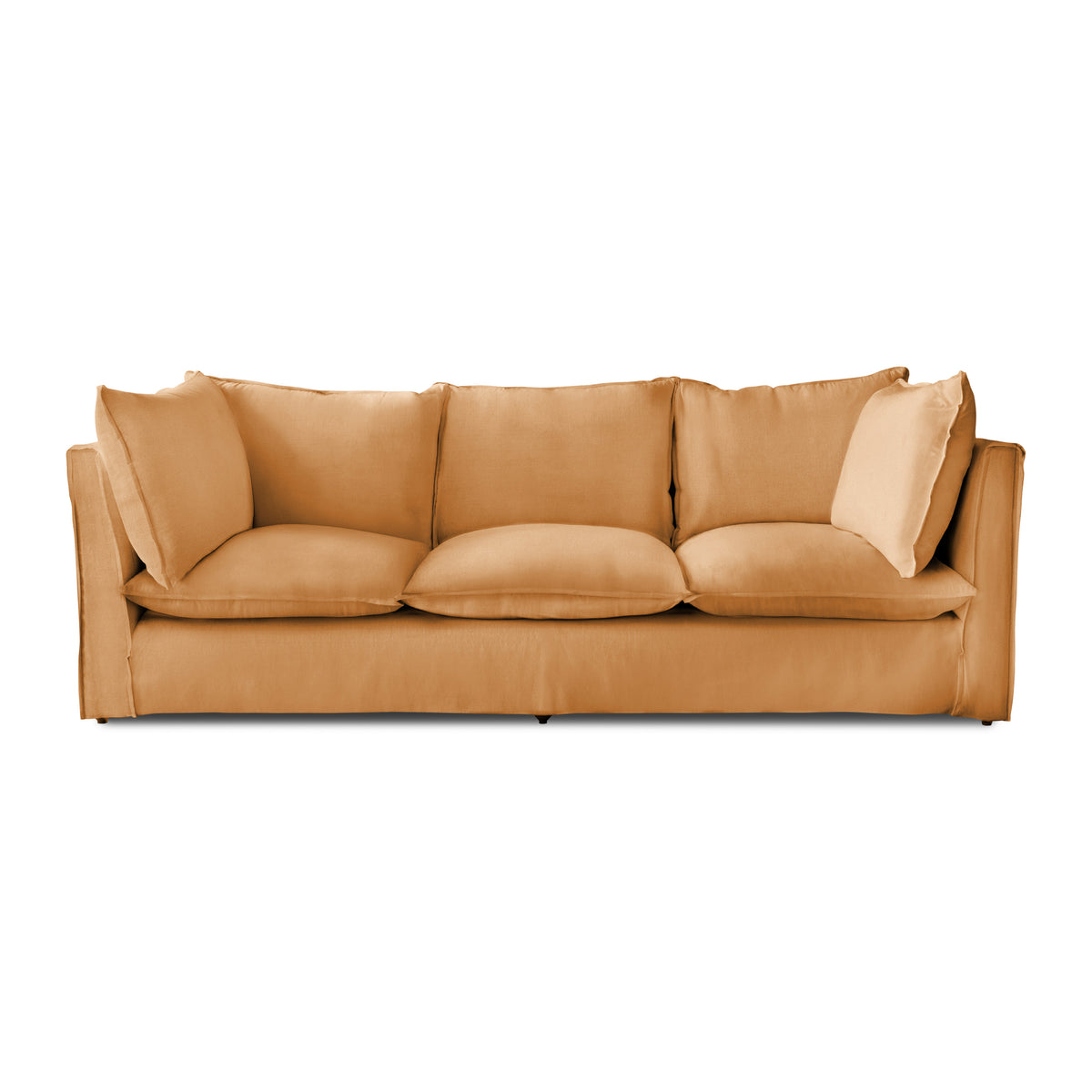 Coco 3.5 seater sofa with Self Piped Knife Edge cushion in Cotton Linen Sunflower  - Hand Made in USA
