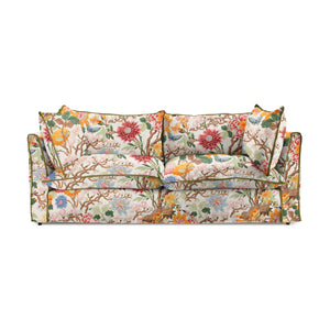 Coco 3 seater sofa with Contrast Welt Knife Edge cushion in GP & J Baker Magnolia Cream Blue - Hand Made in USA
