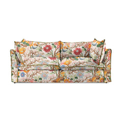 Coco 3 seater sofa with Contrast Welt Knife Edge cushion in GP & J Baker Magnolia Cream Blue - Hand Made in USA
