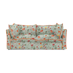 Coco 3 seater sofa with Contrast Welt Knife Edge cushion in Andrew Martin Wildwood Duck Egg  - Hand Made in USA