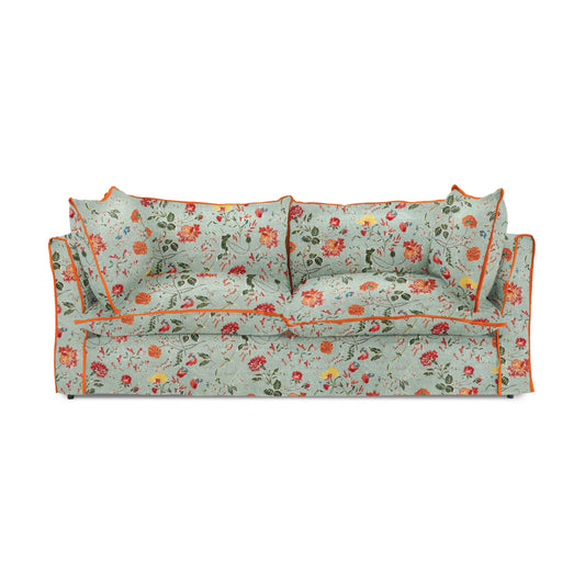 Coco 3 seater sofa with Contrast Welt Knife Edge cushion in Andrew Martin Wildwood Duck Egg  - Hand Made in USA